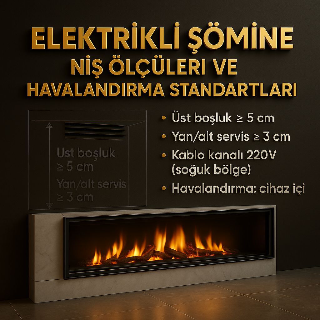 Elektrikli Şömine Niş Ölçüleri ve Havalandırma Standartları | Alevora® Teknik Kılavuz