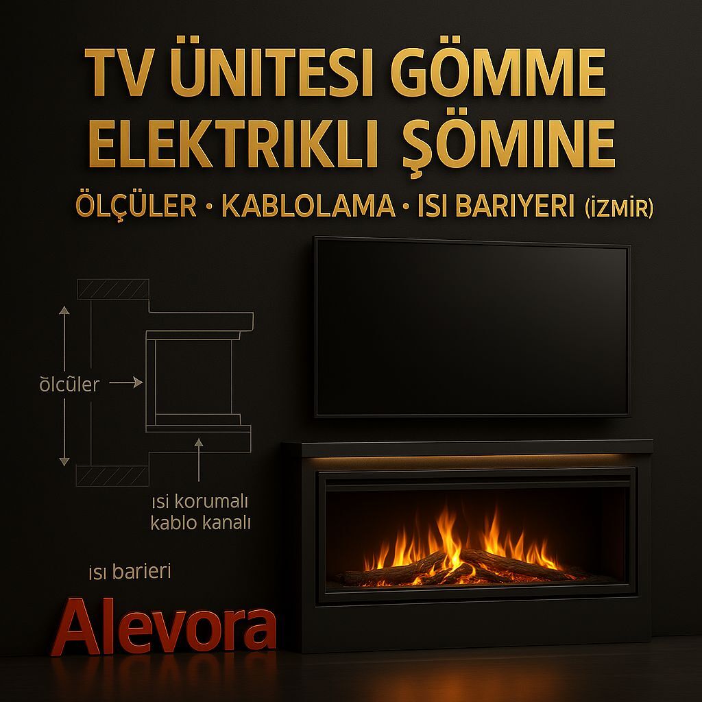 TV Ünitesi Gömme Elektrikli Şömine | Ölçüler, Kablolama ve Isı Bariyeri (İzmir)