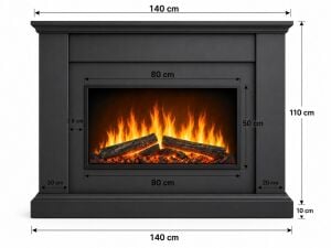 Alevora Şömine Modern Antrasit Hazır Kaplamalı Elektrikli Şömine
