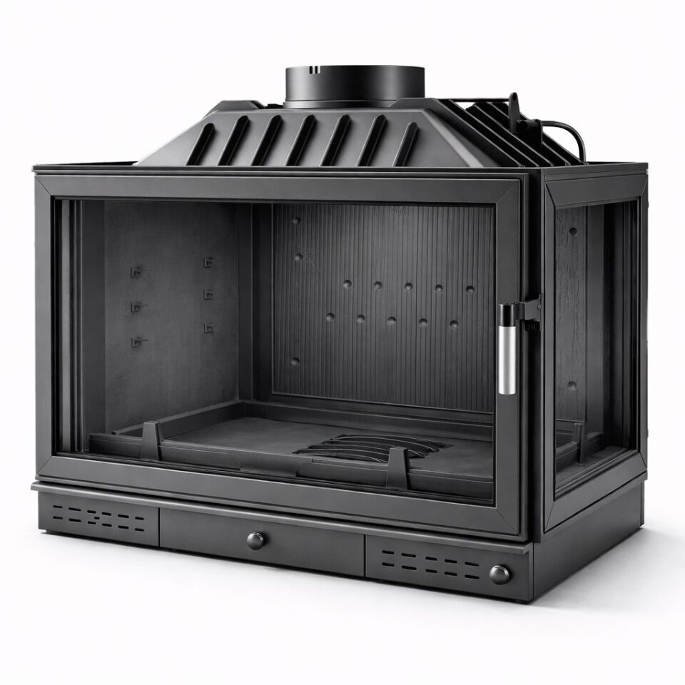 Alevora Şömine 80’lik Klapeli Sağ Camlı Döküm Şömine Haznesi