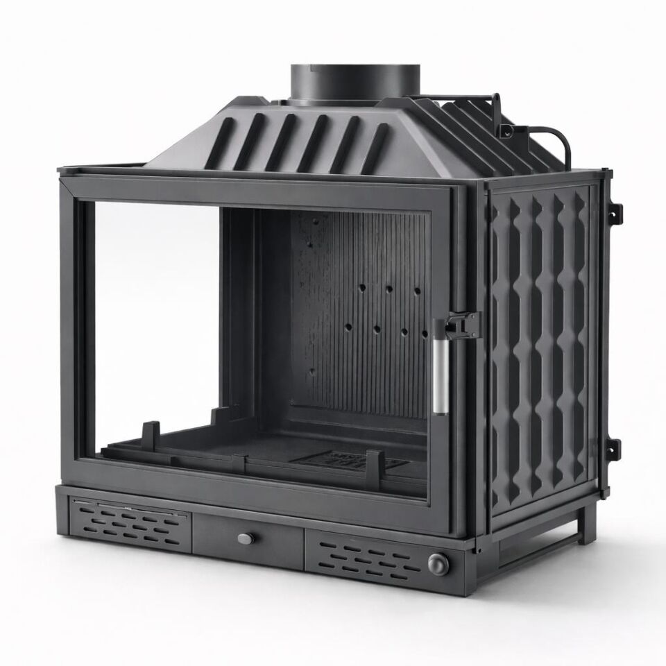 Alevora Şömine 70’lik Klapeli Sol Camlı Döküm Şömine Haznesi