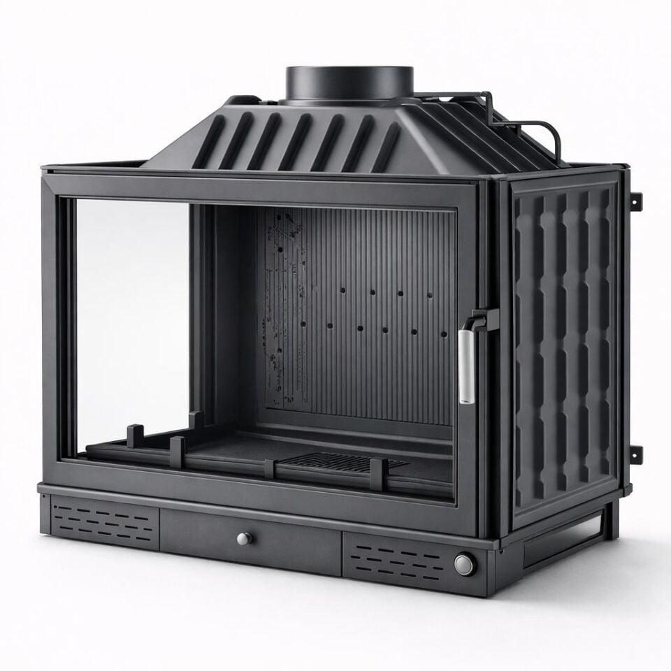 Alevora Şömine 80’lik Yana Açılır Sol Camlı Döküm Şömine Haznesi