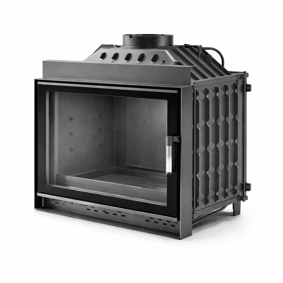 Alevora Şömine 80’lik Siyah Cam Yana Açılır Döküm Şömine Haznesi