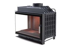 Alevora Şömine 70’lik Siyah Cam Çerçeveli Sol Camlı Döküm Şömine Haznesi