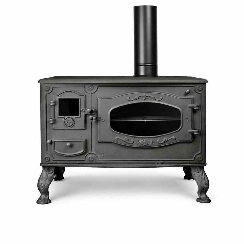 Alevora Şömine Sefer Döküm Kuzineli Döküm Soba (SD-103) | Çok Yönlü Isıtma ve Pişirme Çözümü