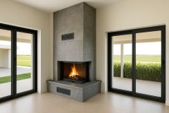 Alevora Şömine Asansörlü Şömine – Döküm Hazne ve Seramik Camlı Sistem