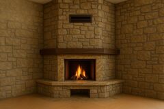 Alevora Şömine Rustik Yana Açılır | Köşe Tipi 70’lik Döküm Şömine