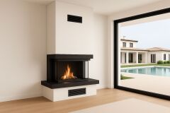 U Tipi Odunlu Şömine – 3 Açık Cephe, Asansörlü Cam Kapak, Yüksek Verimli