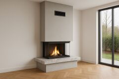 Alovera Şömine U tipi şömine modelleri – Üç cepheli modern tasarım