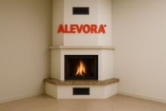 Alevora Şömine Modern Köşe Odunlu Şömineler – 70’lik Pik Döküm Hazne